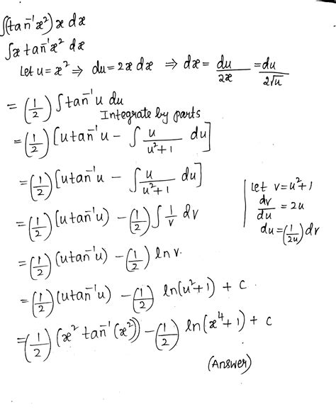 Evaluate The Following Integral Int Tan 1x2 X Dx