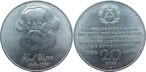 DDR 20 Mark 1983 A 100 Todestag Von Karl Marx 1818 1883 Vz RS