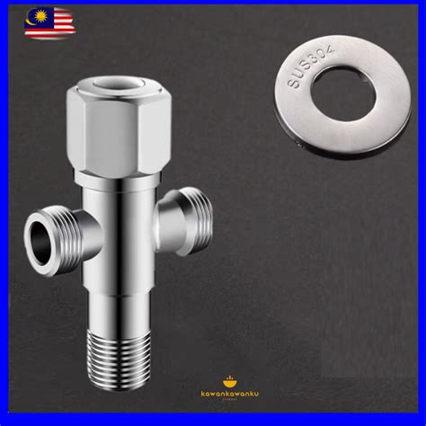 Two Way Angle Valve G12 Stainless Steel Sus304 Angle Valve Bathroom Faucet Thread Triangle