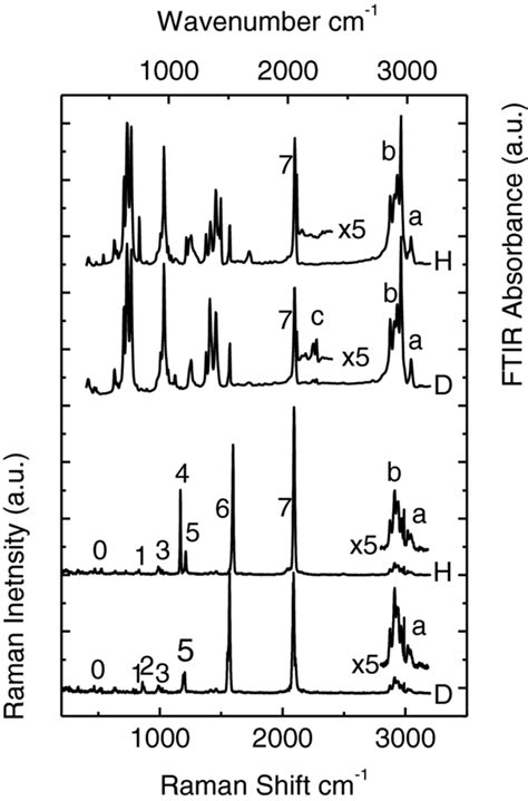 The Ftir And Raman Spectra Of Non Deuterated H And Deuterated D