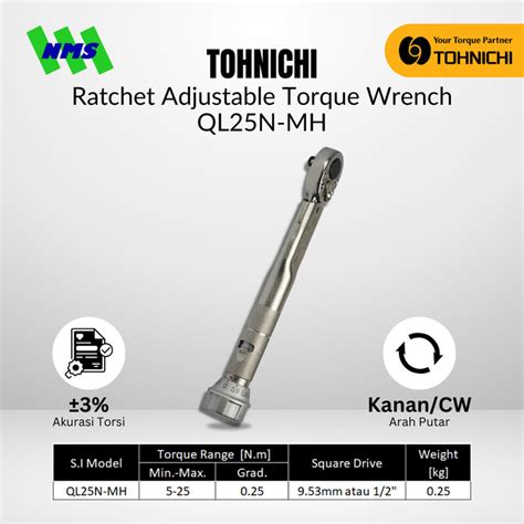 Jual Kunci Torsi QL25N MH 3 8 5 25 Nm TOHNICHI Torque Wrench