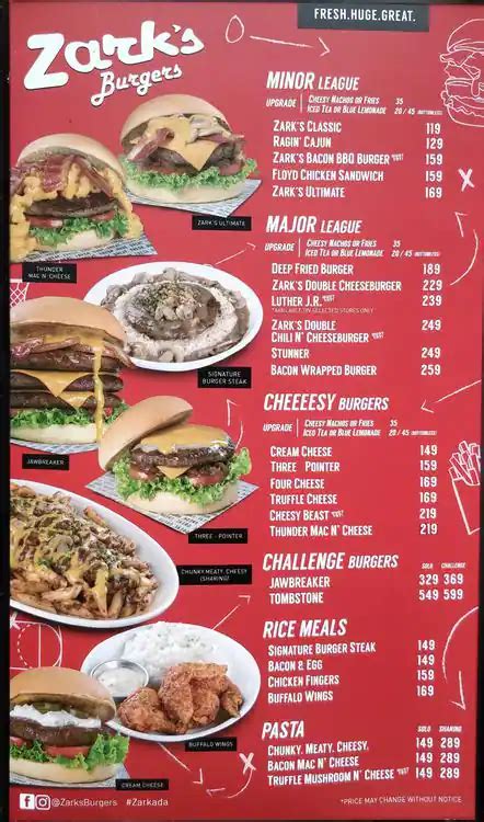 Zark S Burgers Menu Menu For Zark S Burgers Libis Quezon City