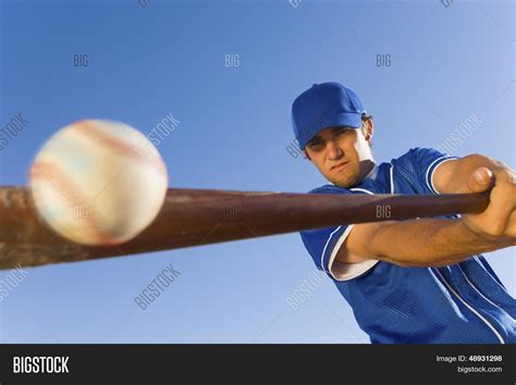 Baseball Player Hitting Ball Bat Image And Photo Bigstock