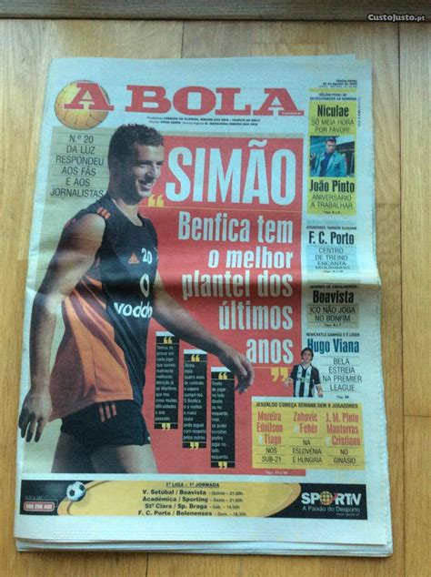 Capas De Jornais Vintage A Bola De Agosto De Benfica Tem O