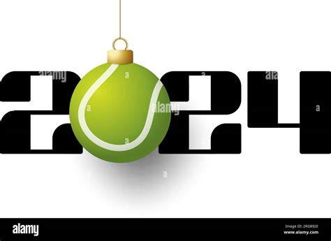 Happy New Year 2024 And Tennis Ball Sports Greeting Card With Sport