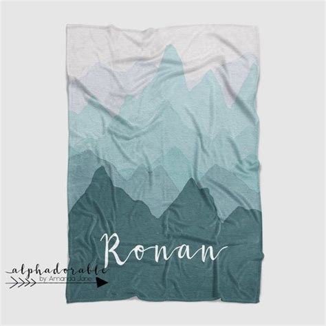 Mountain Range Minky Blanket In Green Personalized Minky Baby Blanket