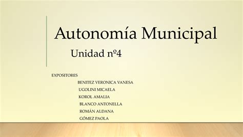 Autonomia Municipal Autonom A Municipal Unidad N