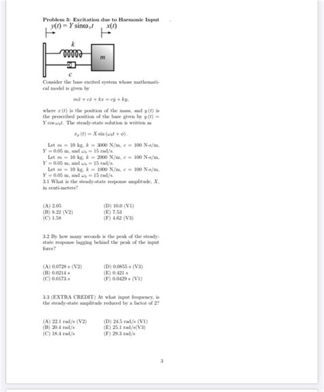 Get Answer Question Problem 3 Excitation Due To Harmonic Input Y Sino 00000 Transtutors