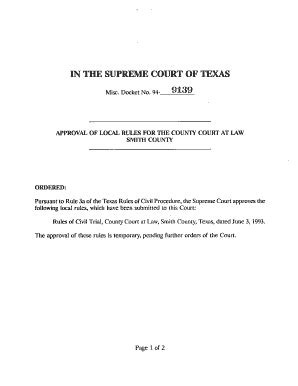 Fillable Online Approval Of Local Rules For The County Court At Law Fax