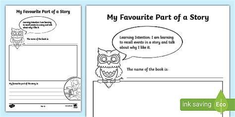 My Favourite Part Of A Story Activity Sheet Cfe Resources