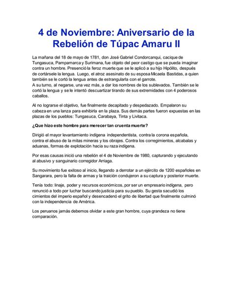 Aniversario de la rebelión de túpac amaru ii PDF