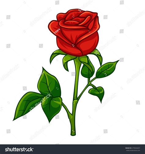 Red Rose Cartoon Style Vector Art Stock Vector Royalty Free 379044457