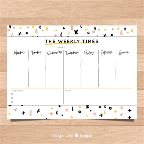 Plantilla Colorida De Horario Semanal Con Estilo Adorable Vector Gratis