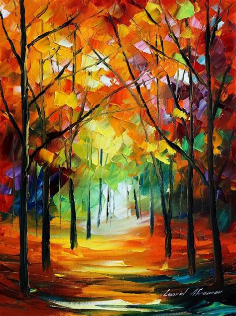 Freshness Of Cold Palette Knife Landscape Oil Painting