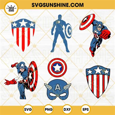 Captain America Svg Bundle Superhero Svg Marvel Avengers Svg Png Dxf