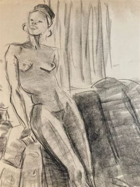 BEAU DESSIN FUSAIN Femme Noire Nue Erotique Cubiste Post Cubisme Papier