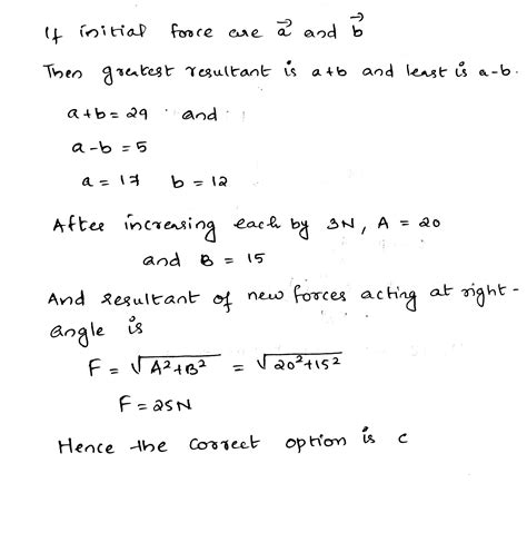 The Maximum And Minimum Resultant Of Two Forces Acting At A Point Are