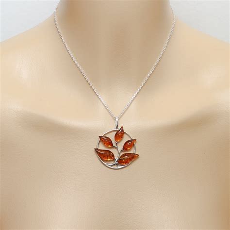 Pendentif Argent Arbre De Vie Et Ambre Ref 44565