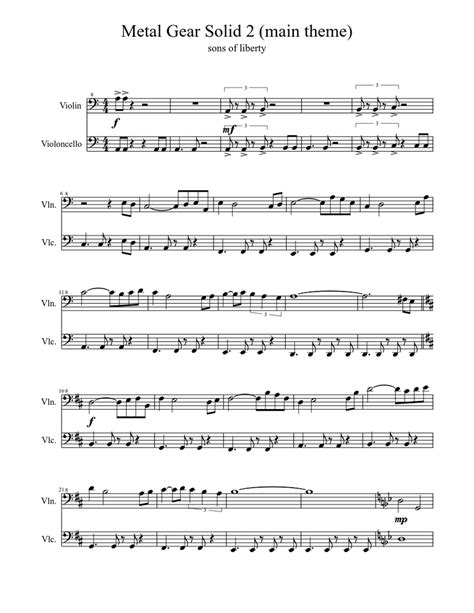 Metal Gear Solid 2 Theme Sheet Music For Violin Solo