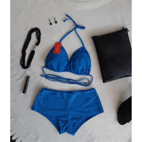 Jual Bk X Biru Bikini Bra Segitiga Ada Busa Dan Celana Short