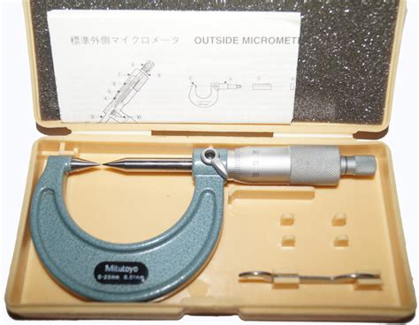 Mitutoyo Point Micrometer 0 25mm 0 01mm 30 Degree 112 102 ToolingCrib