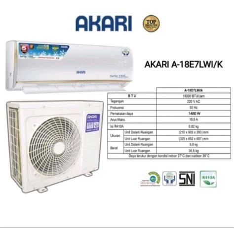 Jual Akari 2PK AC Split Air Conditioner A18E7LWI Shopee Indonesia