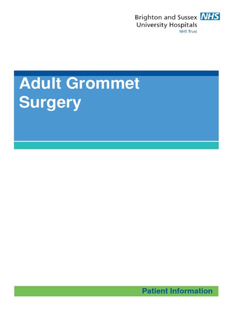 Adult Grommet Surgery | PDF | Surgery | Ear