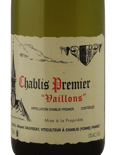 Vincent Dauvissat Vaíllons Chablís 1er Cru Vivino Canada