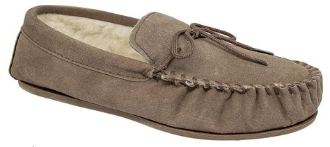 Mokkers Mens Moccasin Slippers Brown Leather Suede Warm Lined Amazon