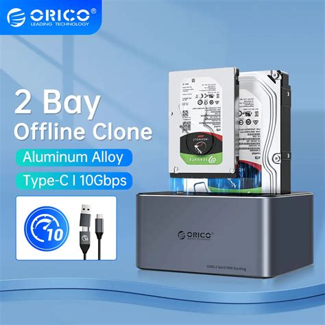 Orico Station Disque Dur Type C Double Baie Aluminium Gbps Clone