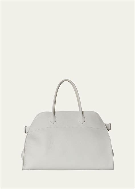 THE ROW Margaux 15 Top Handle Bag In Grain Leather White Editorialist