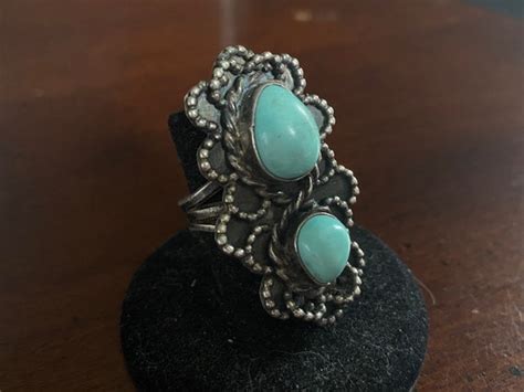 Vintage Navajo Sterling Silver Carico Lake Turquoise Gem