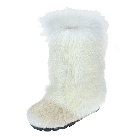 White Fur Boots For Women Long Fur Boots Yeti Boots White Etsy