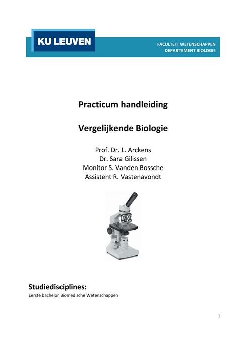 Practicumhandleiding Vergelijkende Biologie Practicum