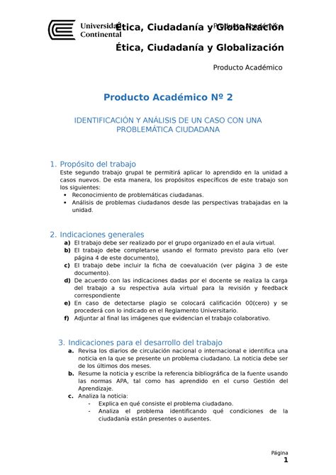 Producto academico 02 2023 20B Producto Académico Nº 2 IDENTIFICACIÓN