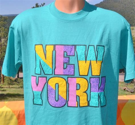 Vintage 90s T Shirt New York City Nyc Tee Medium Large Teal Etsy