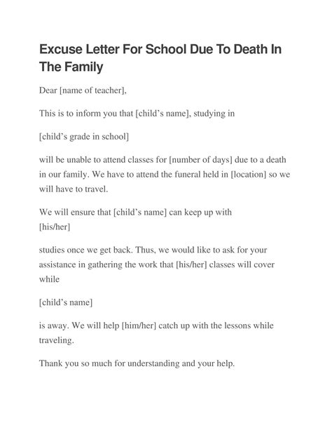 Free Printable Excuse Letter Templates [word Pdf] Formal School Work