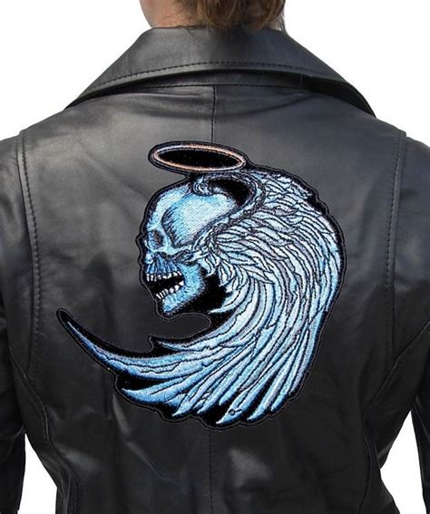 Blue Angel Skull Halo Wings Lady Rider Embroidered Biker Patch Quality Biker Patches