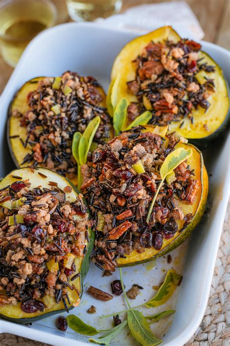 Sausage And Wild Rice Stuffed Acorn Squash