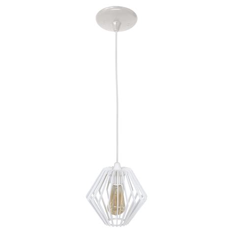 Lustre Pendente Ivy Losango Canopla Redonda Branco Plug Lar Tudo