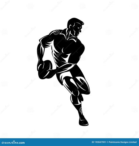 Rugby Player Passing The Ball Viewed From Front Retro Woodcut Black And White Stock Vector