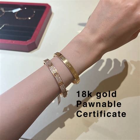 【18k Saudi Goldpawnablefull Diamonds】c A R T Classic Love Series Rose