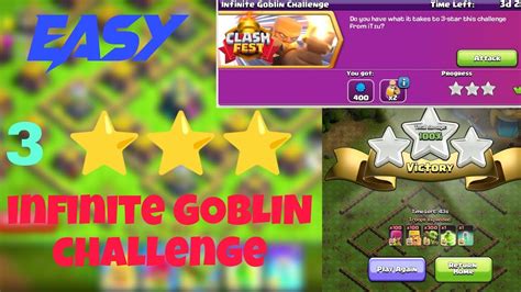 Easily 3 Star Infinite Goblin Challenge 👏👑 Clash Of Clans Youtube