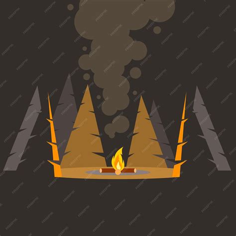 Premium Vector | Bonfire in the forest isolated background