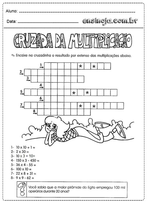 Cruzadinha Matematica - Cruzadinha de matemática para imprimir - Atividades Educação Infantil