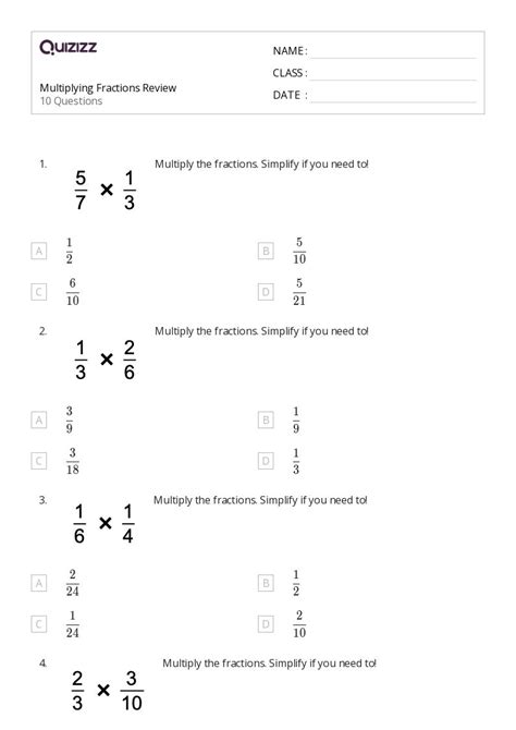 50 Multiplying Fractions Worksheets On Quizizz Free Printable