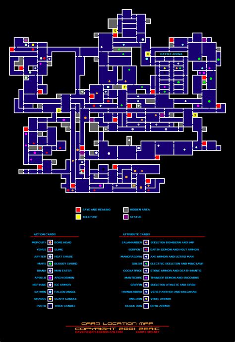 Castlevania: Circle of the Moon Cards Map Map for Game Boy Advance by ...