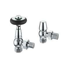 Traditional Style Thermostatic TRV Lockshield Angled Radiator Valves