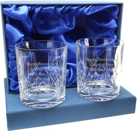 Go Find A T Personalised Crystal Whisky Glass Tumblers Set Of 2 In