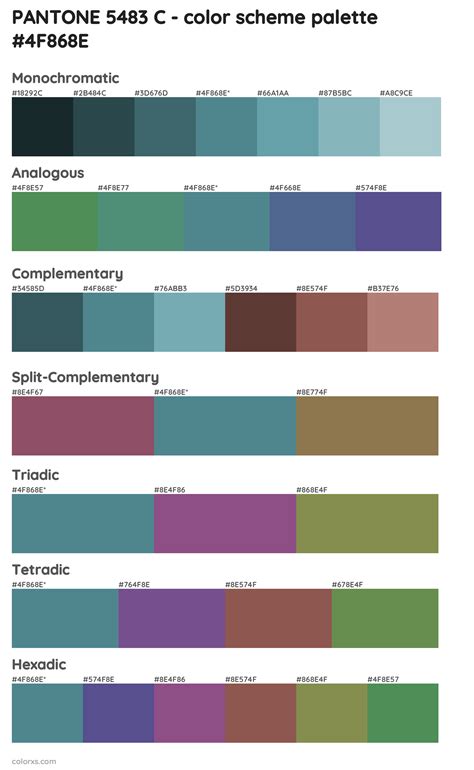 PANTONE 5483 C color palettes - colorxs.com